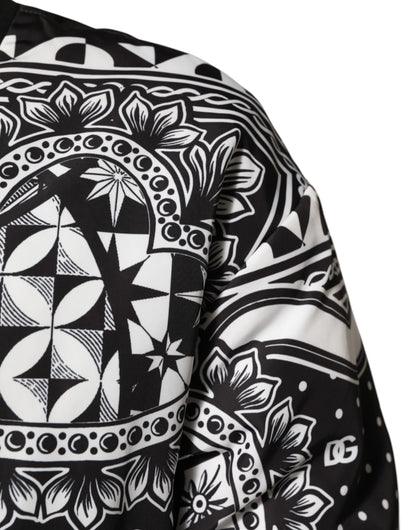 Black White Bandana Print Bomber Jacket