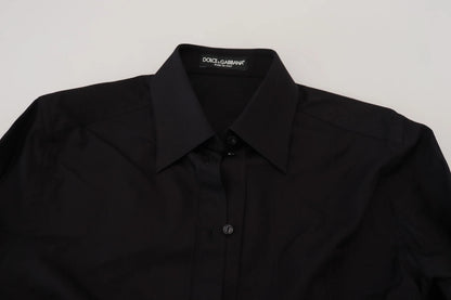 Black Cotton Collared Long Sleeves Shirt