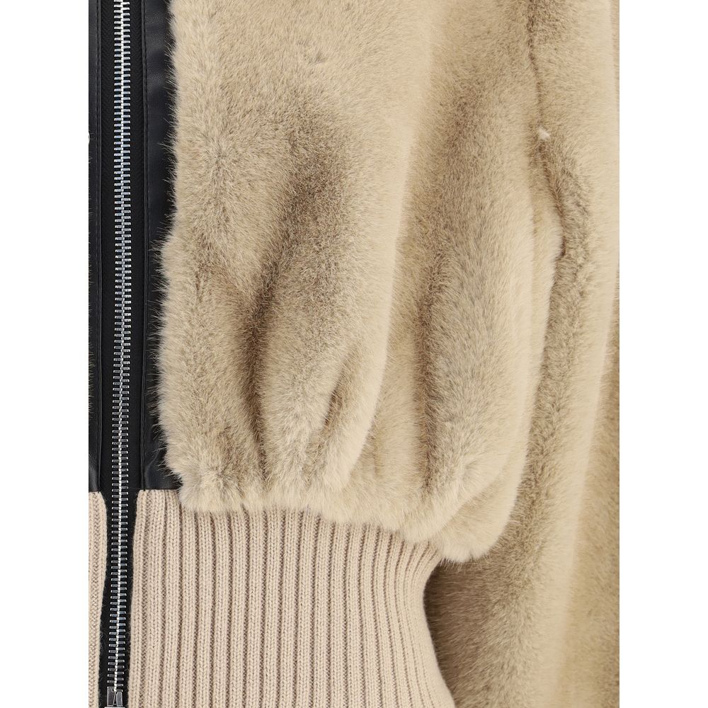 Beige Polyester Bomber