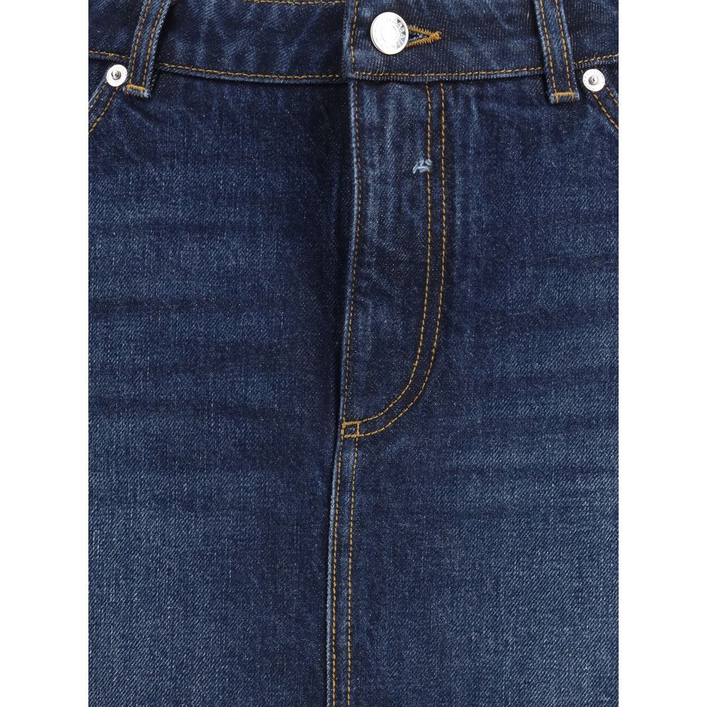 Blue Cotton Mini Skirt