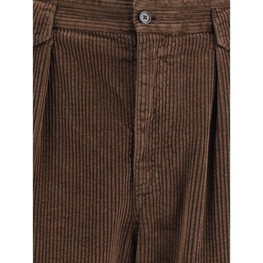 Brown Cotton Casual Pants