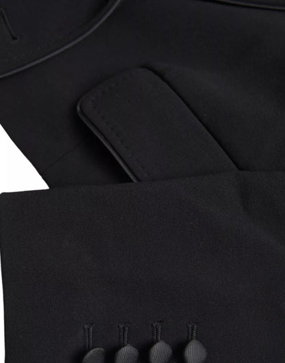 Black Wool Single Breasted Cropped Jacket