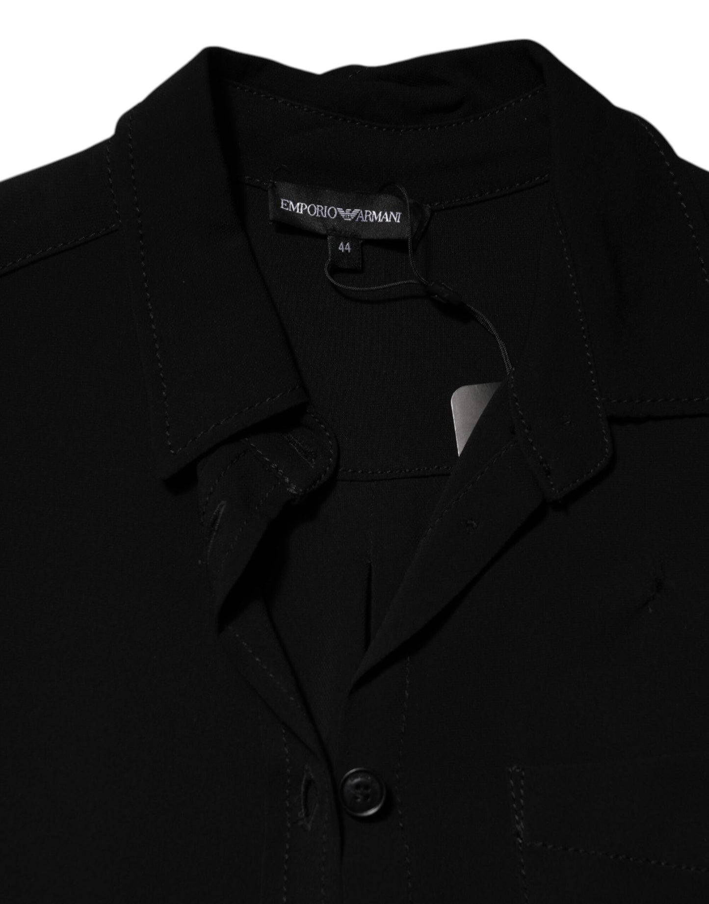 Black Viscose Blend Shirt Style Belted  Dress