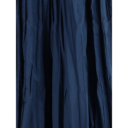 Blue Polyester Midi Skirt