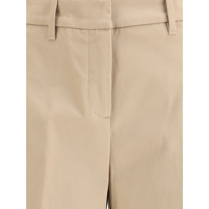 Beige Cotton Casual Pants