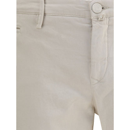 Beige Cotton Casual Pants