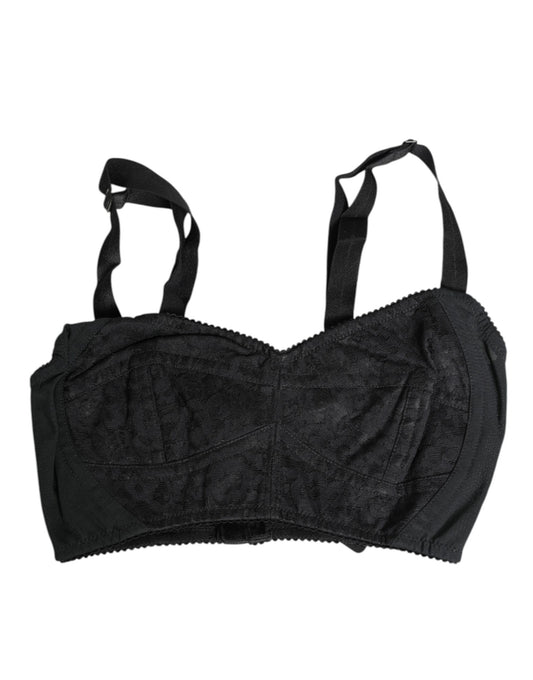 Black Stretch Nylon Bustier Bra Underwear