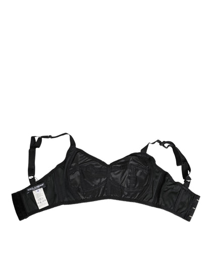 Black Stretch Nylon Bustier Bra Underwear