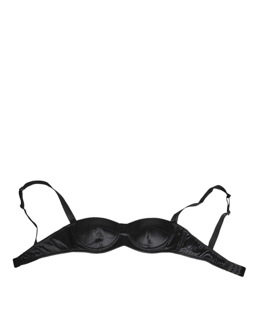 Black Silk Satin Wireless Lingerie Bra Underwear