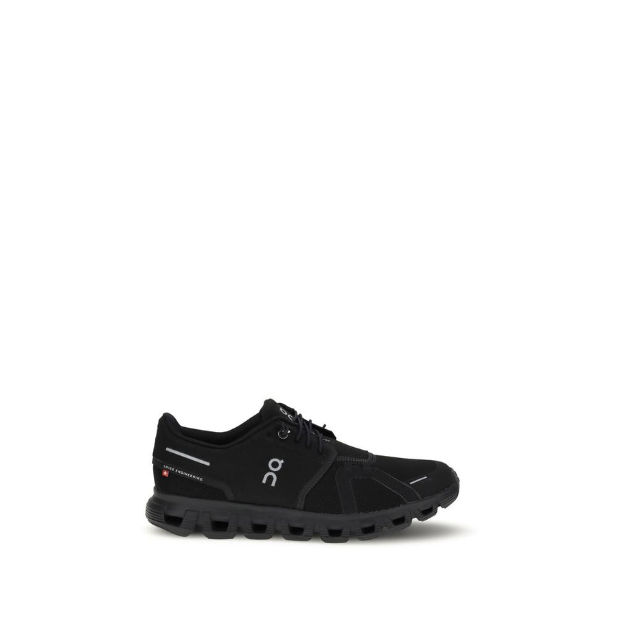 Black Polyurethane Athletic Sneakers