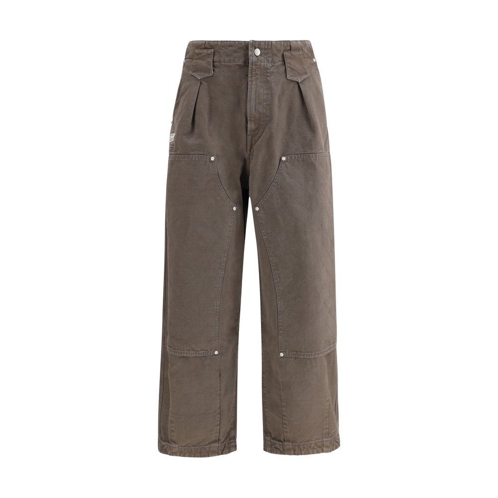 Brown Cotton Casual Pants