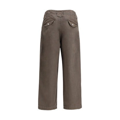 Brown Cotton Casual Pants