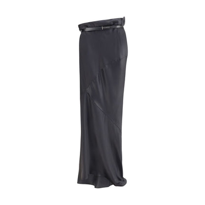 Black Silk Long Skirt