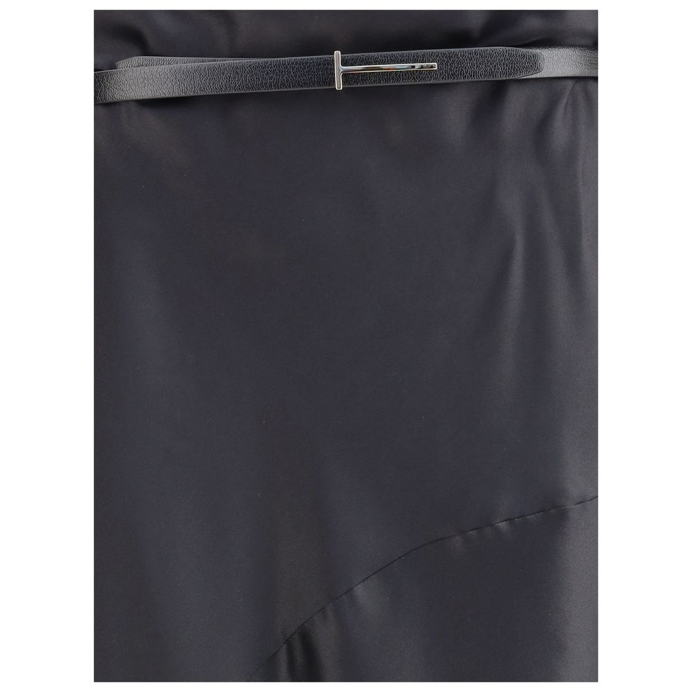 Black Silk Long Skirt