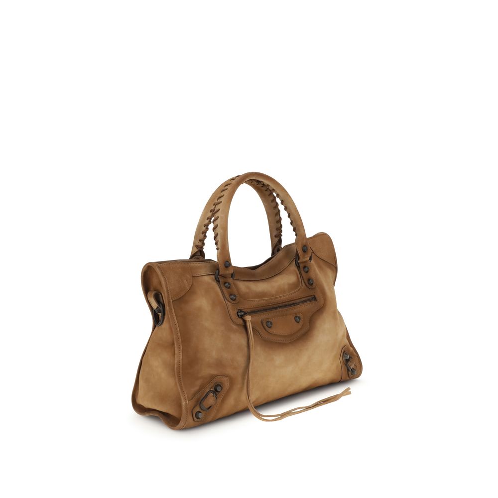 Beige Calf Leather Bos Taurus Handbag