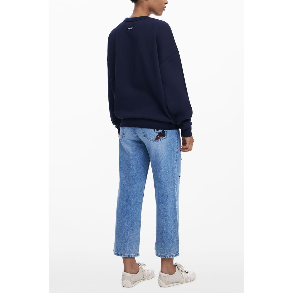 Blue Cotton Women Sweater