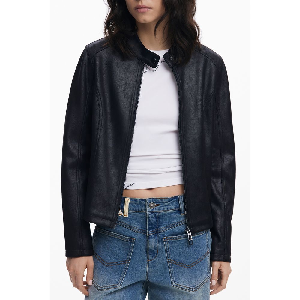 Black Polyester Women Jacket