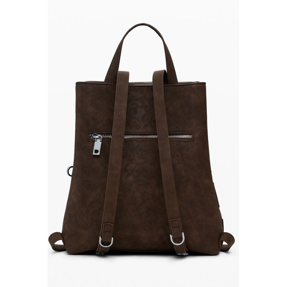 Brown Polyethylene Women Backpack