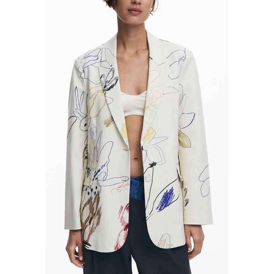 White Polyester Women Jacket
