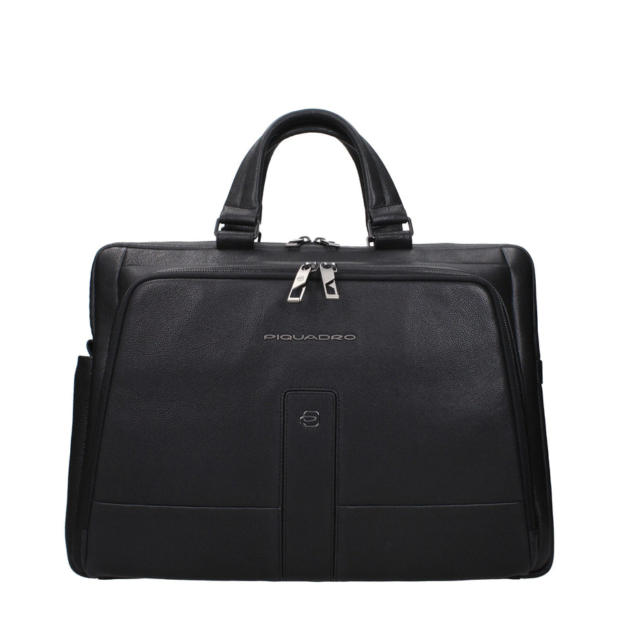 Black Leather Business And Laptop Bag