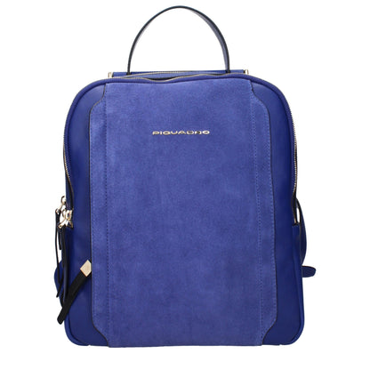 Blue Leather Backpack