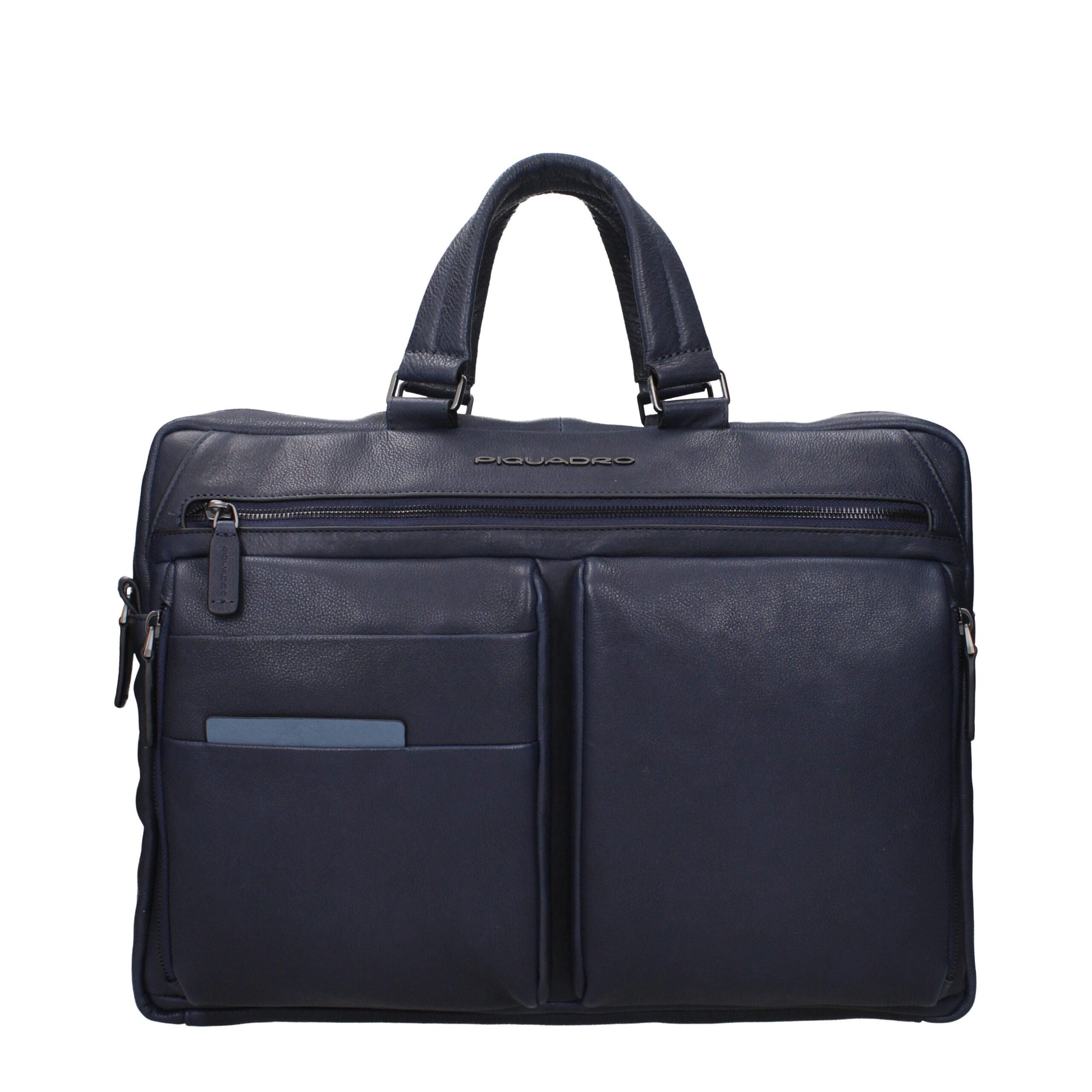 Blue Leather Business And Laptop Bag