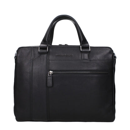 Black Leather Business And Laptop Bag