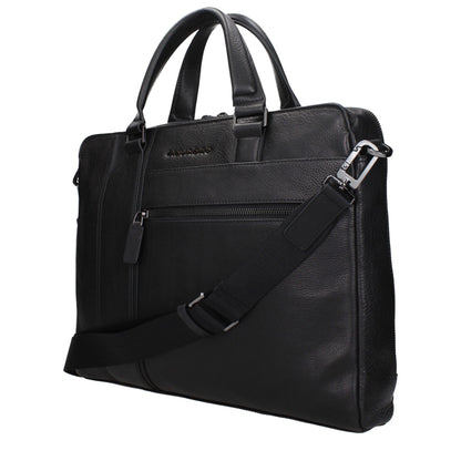 Black Leather Business And Laptop Bag