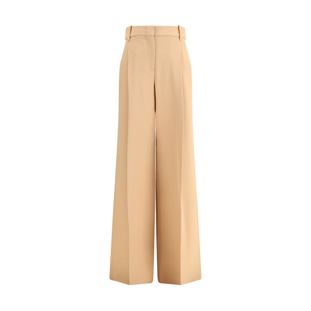 Beige Viscose Casual Pants