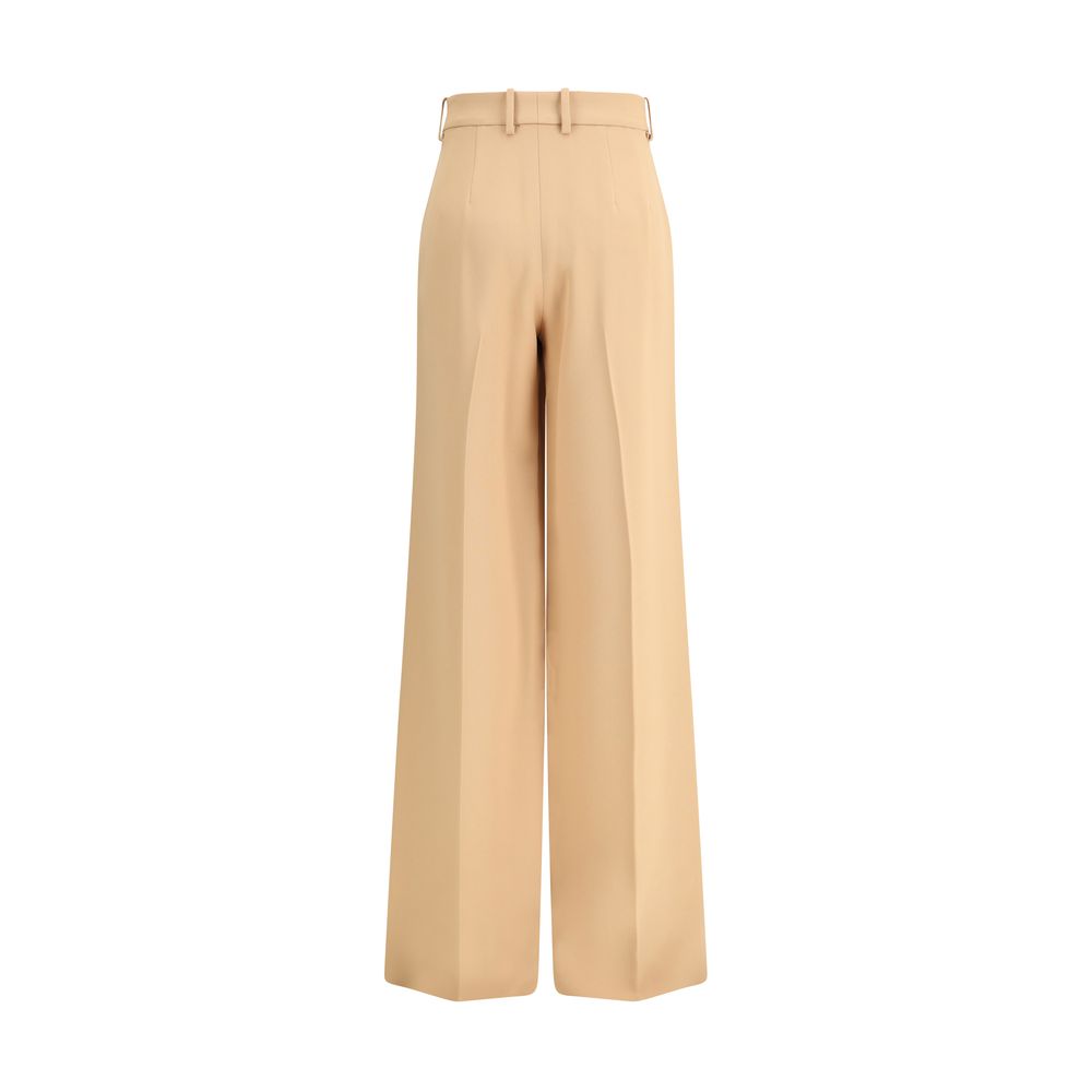 Beige Viscose Casual Pants