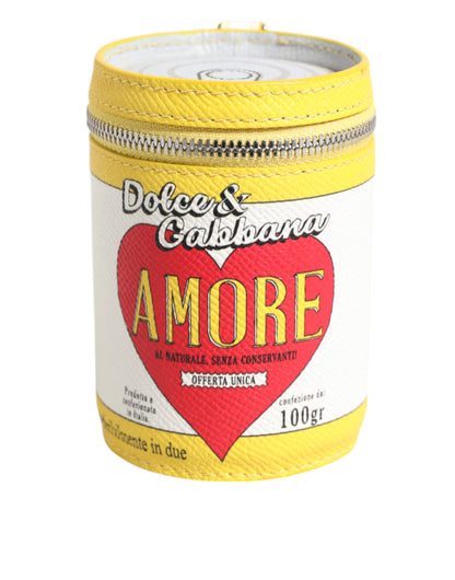 Amore Leather Yellow Bag Charm Coin Case Keychain Keyring