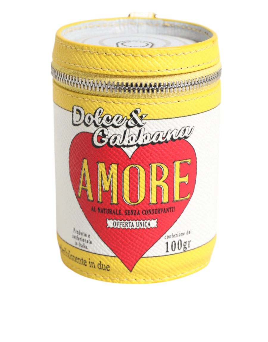 Amore Leather Yellow Bag Charm Coin Case Keychain Keyring