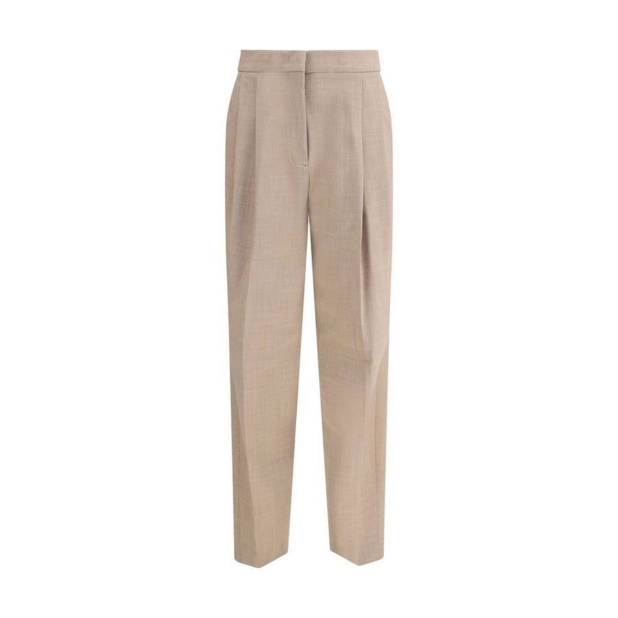 Beige Fleece Wool Dress Pants