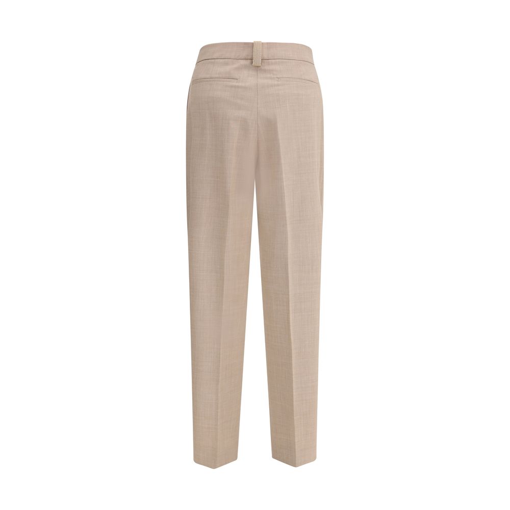 Beige Fleece Wool Dress Pants