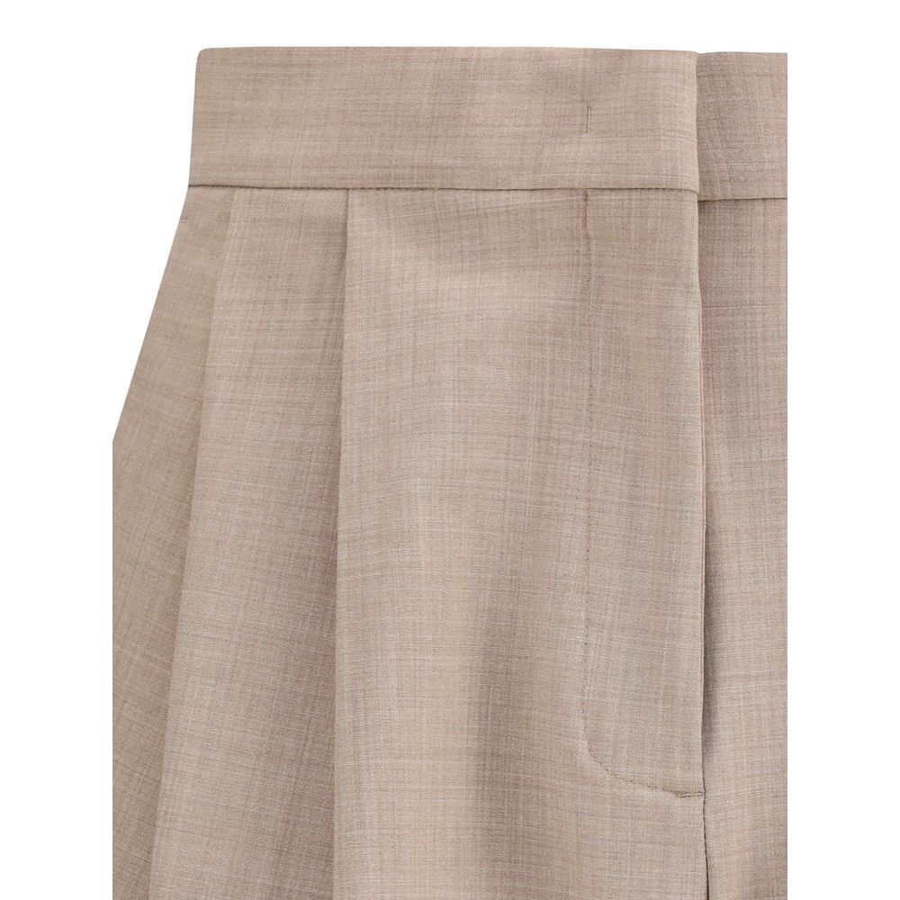 Beige Fleece Wool Dress Pants