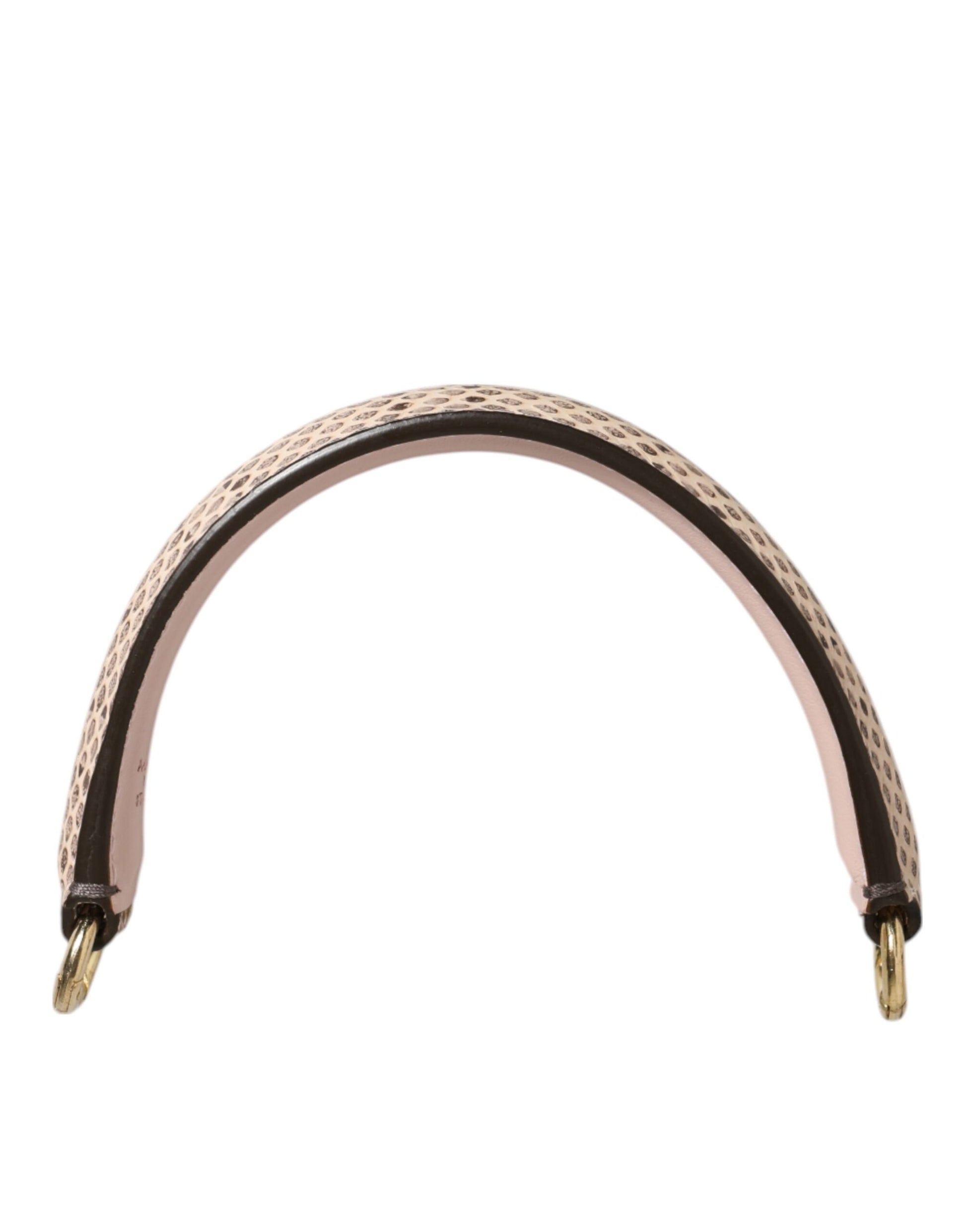 Beige Brown Snakeskin Leather Gold Ring Shoulder Strap