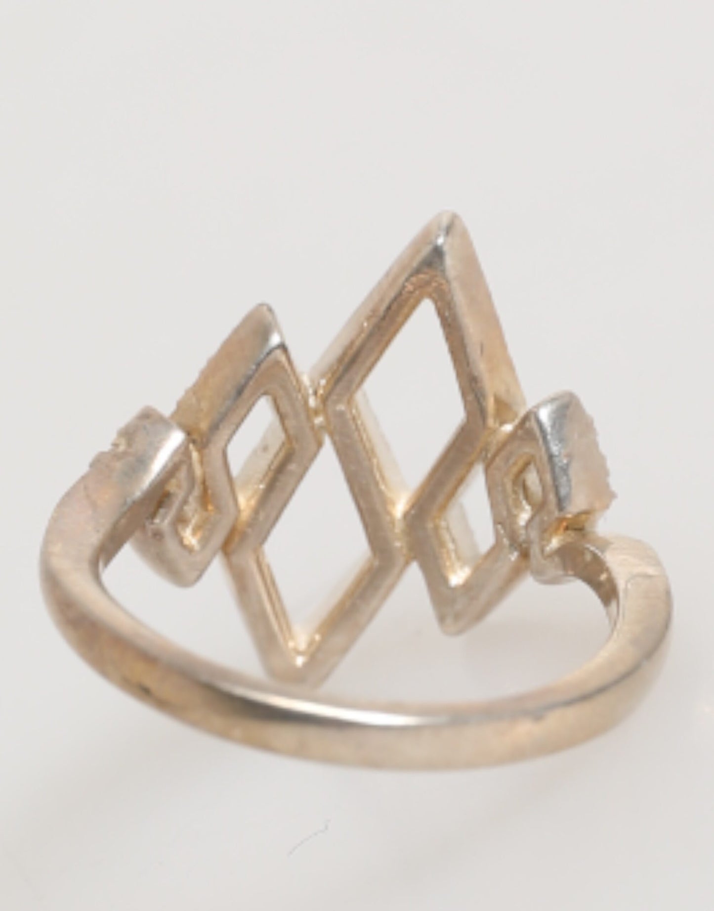 Geometric Diamond Shape Pave CZ Crystal Jewelry Ring