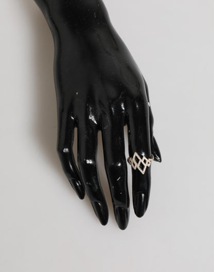 Geometric Diamond Shape Pave CZ Crystal Jewelry Ring