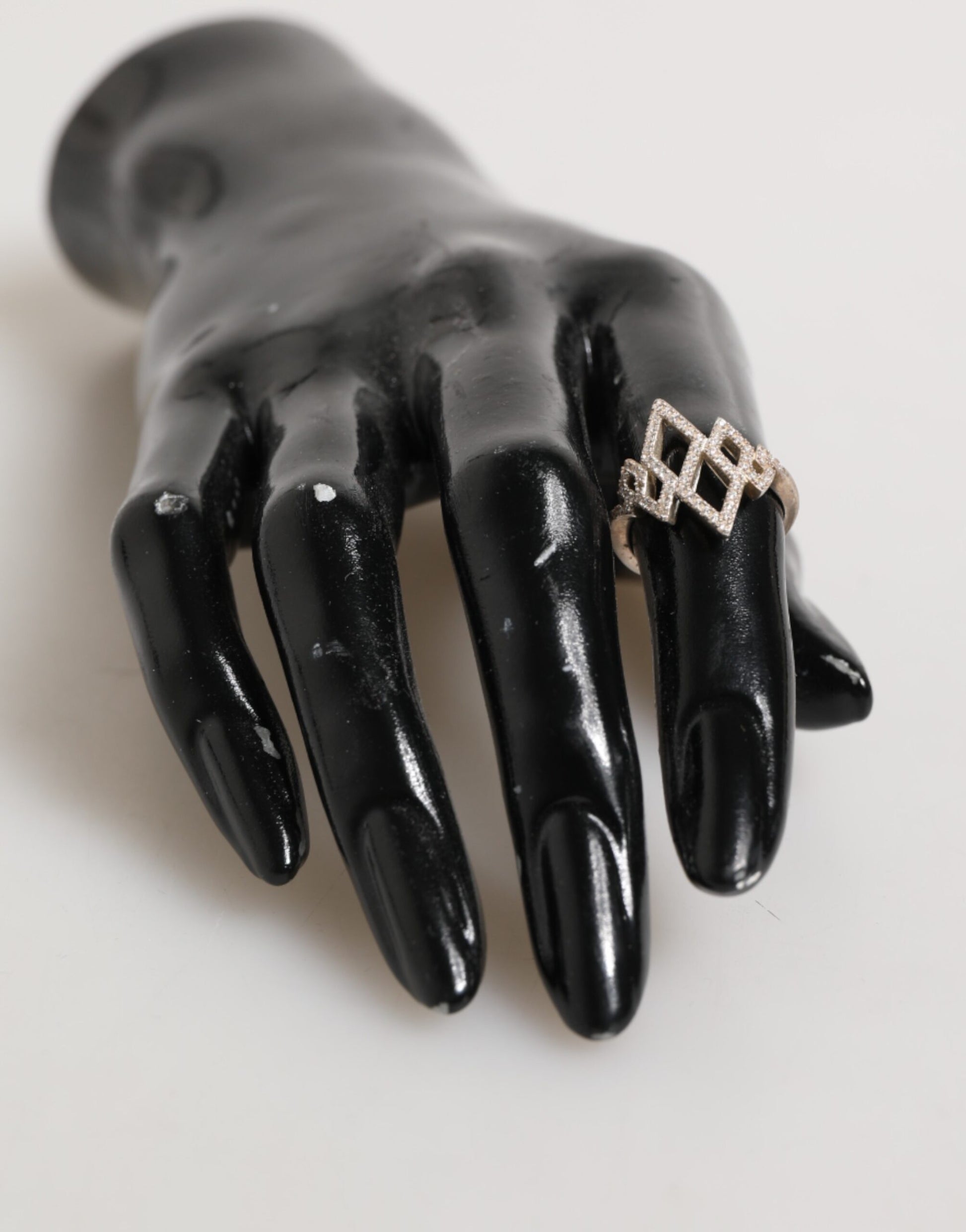 Geometric Diamond Shape Pave CZ Crystal Jewelry Ring