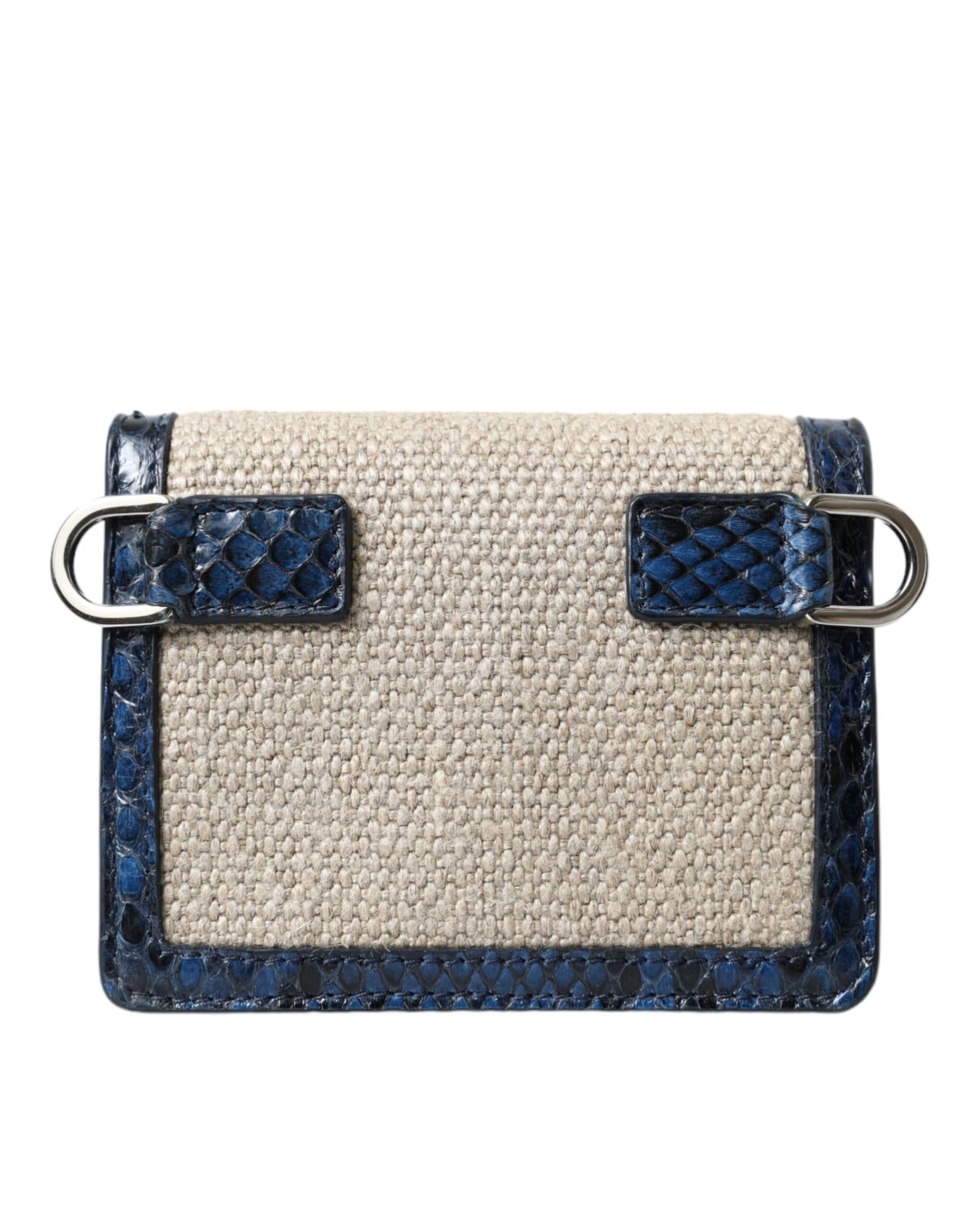 Beige Raffia Blue Leather Trim Mini Shoulder Purse Crossbody Bag