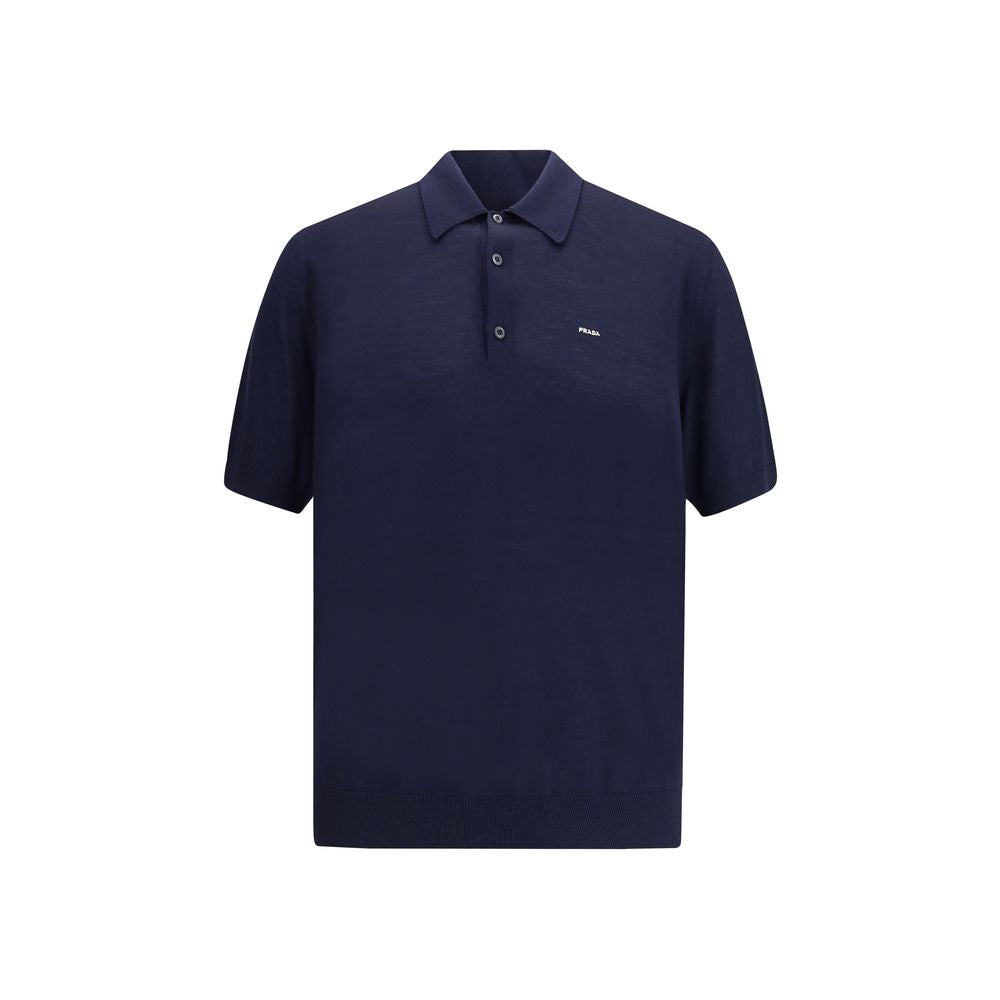 Blue Fleece Wool Polo Shirt