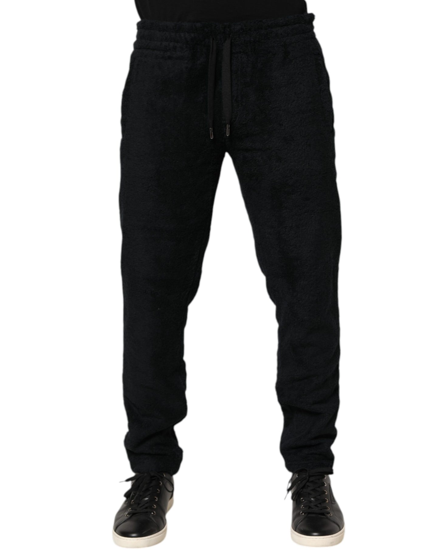 Black Cotton Logo Men Jogger Sweatpants Pants