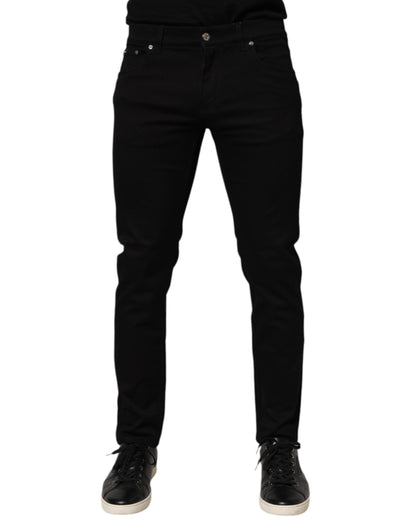 Black Cotton Blend Skinny Men Trouser Pants
