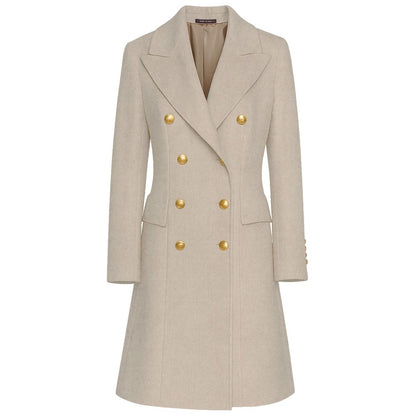 Beige Wool Women Coat