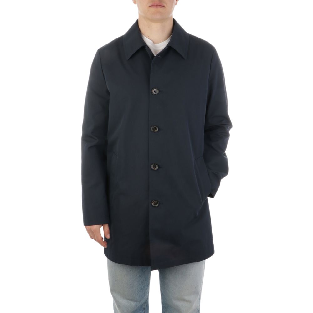 Black Cotton Mens Coat