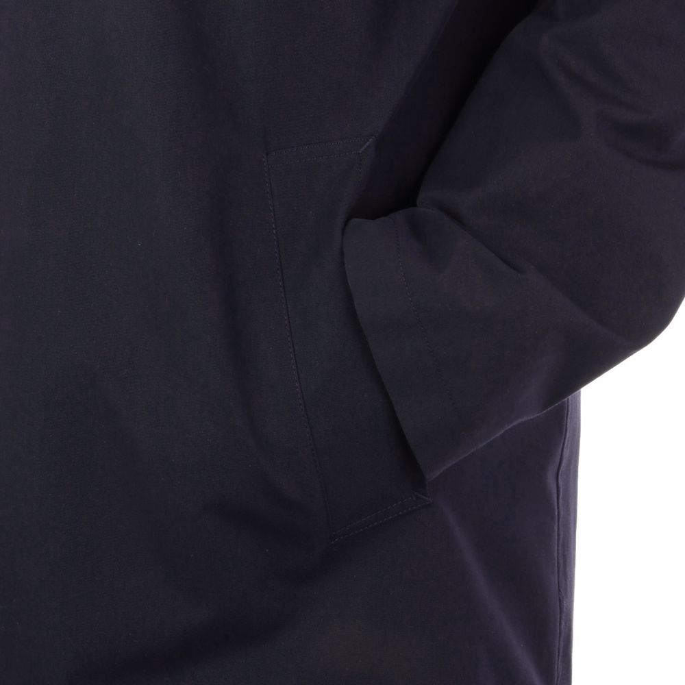 Blue Cotton Men Trench Coat