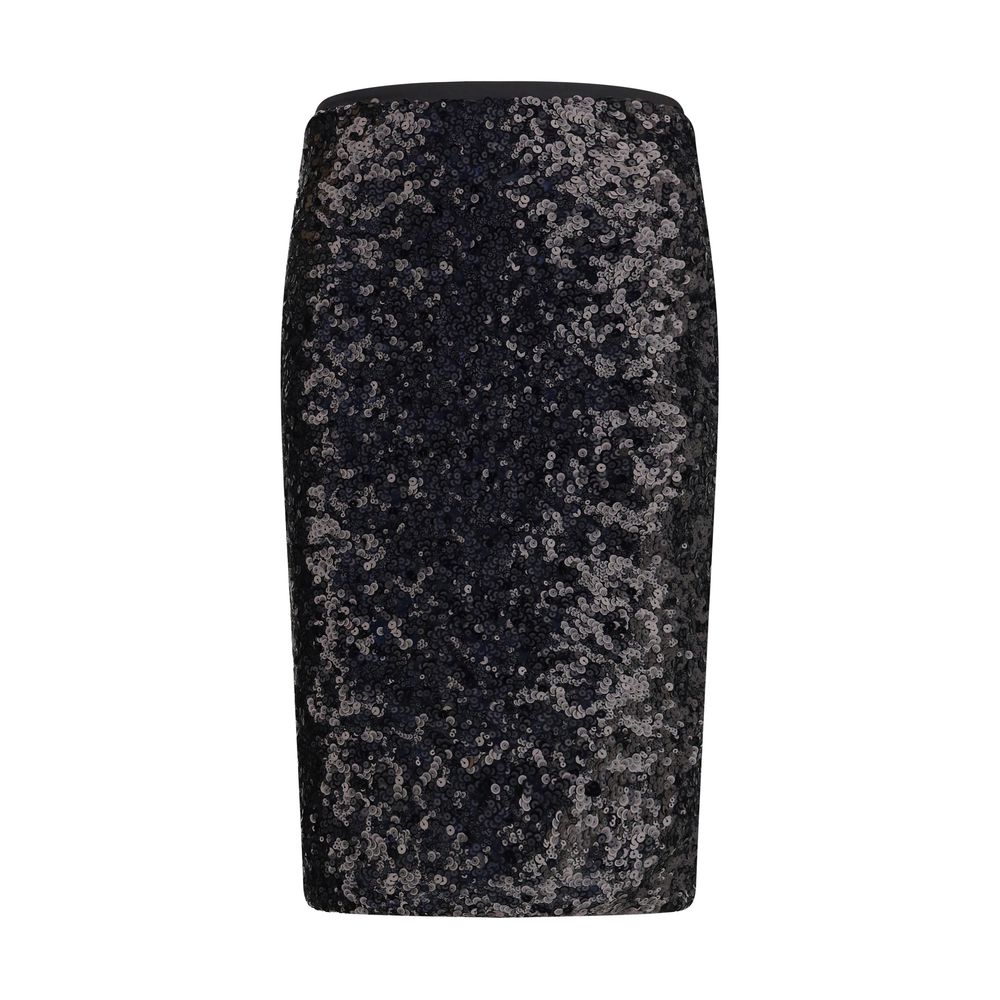 Black Polyester Midi Skirt