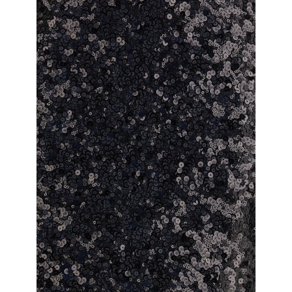 Black Polyester Midi Skirt