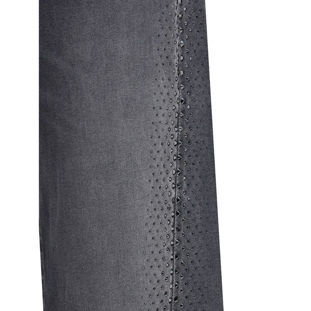 Black Cotton Straight-Leg Jeans