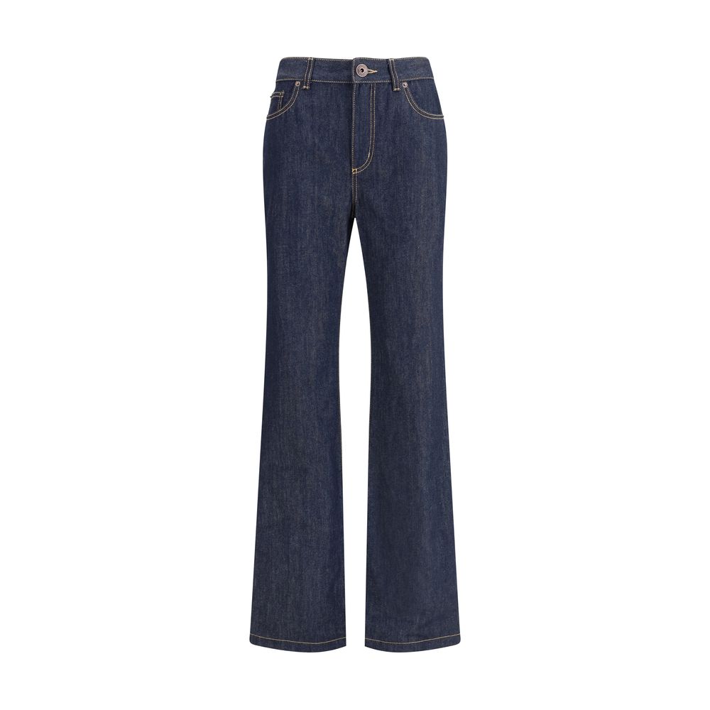 Blue Cotton Straight-Leg Jeans